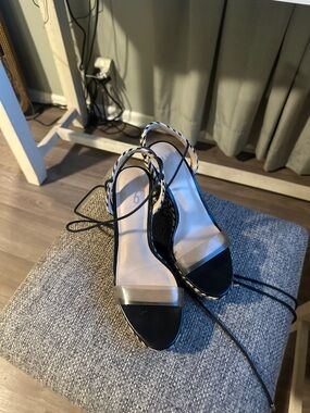 Black and Ivory Women's Strappy Sandals